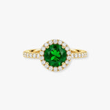Round Emerald Diamond Halo Ring