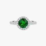 Round Emerald Diamond Halo Ring