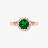Round Emerald Diamond Halo Ring