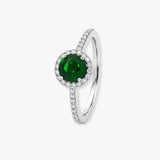 Round Emerald Diamond Halo Ring