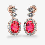 Ruby 1.40 Carat Oval Shape Halo Lab Grown Diamond Drop Earrings E1OCR HEERA GOLD