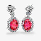 Ruby 1.40 Carat Oval Shape Halo Lab Grown Diamond Drop Earrings E1OCR HEERA GOLD