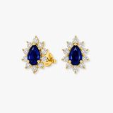 SAPPHIRE DIAMOND CLUSTER STUD EARRINGS