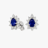 SAPPHIRE DIAMOND CLUSTER STUD EARRINGS