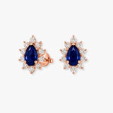 SAPPHIRE DIAMOND CLUSTER STUD EARRINGS