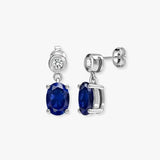 SAPPHIRE DROP EARRINGS IN 9K WHITE GOLD