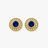 SAPPHIRE HALO RUB OVER SETTING STUD EARRINGS