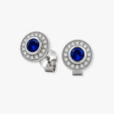SAPPHIRE HALO RUB OVER SETTING STUD EARRINGS