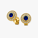 SAPPHIRE HALO RUB OVER SETTING STUD EARRINGS