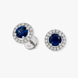 SAPPHIRE HALO STUD EARRINGS