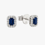 SAPPHIRE HALO STUD EARRINGS