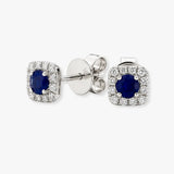 SAPPHIRE HALO STUD EARRINGS
