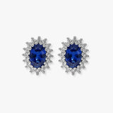 SAPPHIRE HALO STUD EARRINGS IN 9K WHITE GOLD