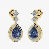 Sapphire 1.30 Carat Pear Shape Halo Diamond Drop Earrings E1PSS