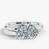 "Sara" 1.75 Carat Toi Et Moi Platinum Engagement Ring Render-front View