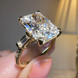 "Seline" Radiant Cut with Baguette Side Stone Trilogy Style Engagement Ring HEERA DIAMONDS