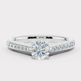 "Sia" 1 carat Round Brilliant Cut Diamond Micro Set Diamond Shoulder Engagement Ring DSRB39