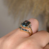 "Skye" Bridal Set Blue Cut Diamond Shoulders Eternity Engagement Ring - HEERA DIAMONDS