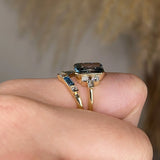 "Skye" Bridal Set Blue Cut Diamond Shoulders Eternity Engagement Ring - HEERA DIAMONDS