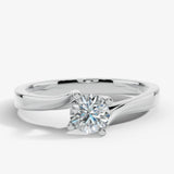 "Valentine" Round Cut 2 Carat Twisted Shoulder Platinum Engagement Ring Render- Front view
