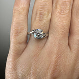 "Valentine" Round Cut 2 Carat Twisted Shoulder Platinum Engagement Ring Life style- Front view