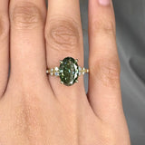 "Varnyx" Green 2.69 Carat Oval Cut Trilogy Lab Grown Diamond Engagement Ring HLM512 HEERA DIAMONDS