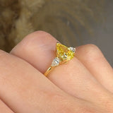 "Velisse" Yellow 1.02 Carat Pear Cut Lab Grown Trilogy Diamond Engagement Ring HLR430