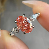 "Velmira" Pink 1.01 Carat Oval Cut Trilogy Diamond Engagement Ring HLR435 HEERA DIAMONDS