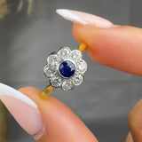 "Veloriah" 0.39 Carat Round Cut Blue Sapphire Natural Diamond Halo Engagement Ring MSR278