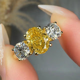 "Veltrixa" Yellow 1 Carat Oval Cut Trilogy Lab Grown Diamond Engagement Ring HLR419 HEERA DIAMONDS