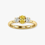 "Veltrixa" Yellow 1 Carat Oval Cut Trilogy Lab Grown Diamond Engagement Ring HLR419