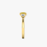 "Veltrixa" Yellow 1 Carat Oval Cut Trilogy Lab Grown Diamond Engagement Ring HLR419