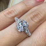 "Vesky" Cushion Cut 1.50 Carat Diamond Shoulder Platinum Engagement Ring Life Style- Top View