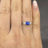 "Vessara" 0.74 Carat Round Cut Blue Sapphire Natural Diamond Engagement Ring MSR807