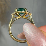 "Vexael" Green 2.9 Carat Oval Cut Trilogy Diamond Engagement Ring HM1480 HEERA DIAMONDS