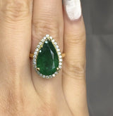 "Vexil" Emerald Green 5.56 Carat Pear Cut Natural Diamond Engagement Ring HR841 HEERA DIAMONDS
