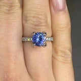 "Veylora" Tanzanite 1.3 Carat Round Cut Natural Diamond Shoulder Engagement Ring HM554