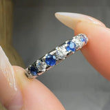"Vionellea" Blue Sapphire 1.25 Carat Lab Grown Diamond Half Eternity Ring HR1604 HEERA DIAMONDS