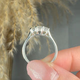 "Vireluxe" 0.26 Carat Princess Cut Natural Diamond Trilogy Engagement Ring MDR4250