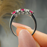 "Vireza" Ruby 0.35 Carat & Diamond 0.20 Carat Round Cut Diamond Engagement Ring HR650 HEERA DIAMONDS