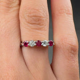 "Vireza" Ruby 0.35 Carat & Natural Diamond 0.20 Carat Half Eternity Ring HR650
