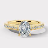 "Vivien" 1 Carat Oval Cut Diamond Channel Set Diamond Shoulder Engagement Ring DSOC09 HEERA DIAMONDS
