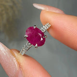 "Vyraza" Ruby 1.16 Carat Oval Cut Diamond Shoulder Engagement Ring HM964 HEERA DIAMONDS