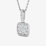 WHITE GOLD CLUSTER DIAMOND PENDANT WITH CHAIN LM JEWELLERY