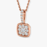 WHITE GOLD CLUSTER DIAMOND PENDANT WITH CHAIN