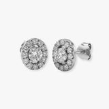 WHITE GOLD OVAL SHAPE HALO DIAMOND EARRING