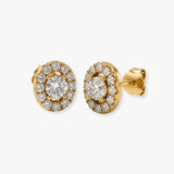 WHITE GOLD OVAL SHAPE HALO DIAMOND EARRING