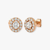 WHITE GOLD OVAL SHAPE HALO DIAMOND EARRING