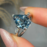 "Xavira" Blue Sapphire 2.5 Carat Pear Cut Trilogy Lab Grown Diamond Engagement Ring HLM507 HEERA DIAMONDS