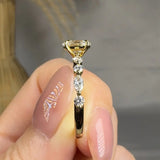 "Zalen" 0.59 Carat Oval Cut Lab Grown Diamond Shoulder Engagement Ring HLM378